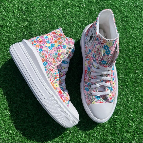 Converse Chuck Taylor All Star Move Hi Mini Flowers - Picture 11 of 14